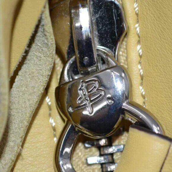 Makowsky Structured Yellow Mustard Soft Leather Silver Chain Bag Tote Purse Bag - Picture 5 of 14